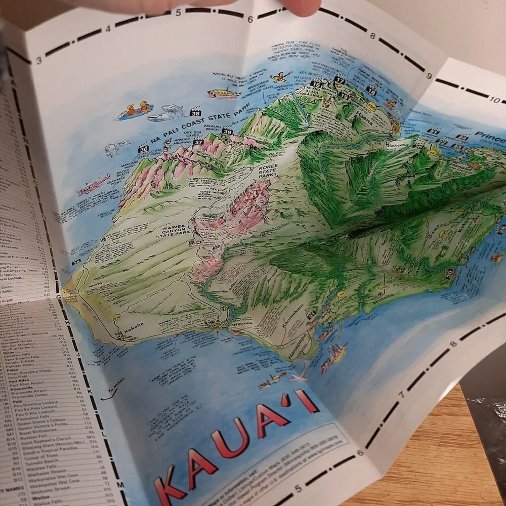 KAUA'I Hawaii 1999 Island of Discovery Official Map Guide Visitors Bureau vtg